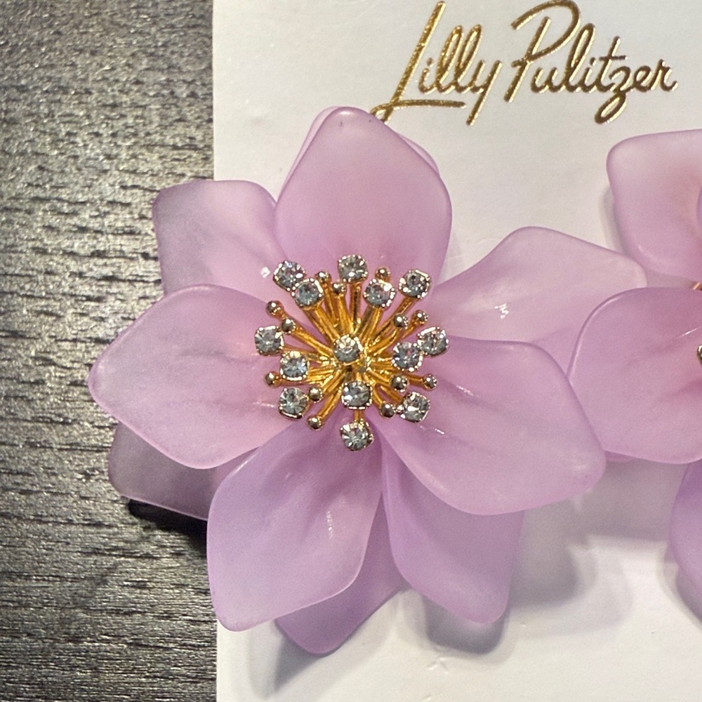 NWT Lilly Pulitzer Orchid Garden Earrings in Pink Water Hyacinth - Picture 6 of 8